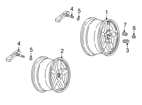 2001 Chevrolet Corvette Wheels Wheel Rim-17X8.5 *Bronze Diagram for 9592638