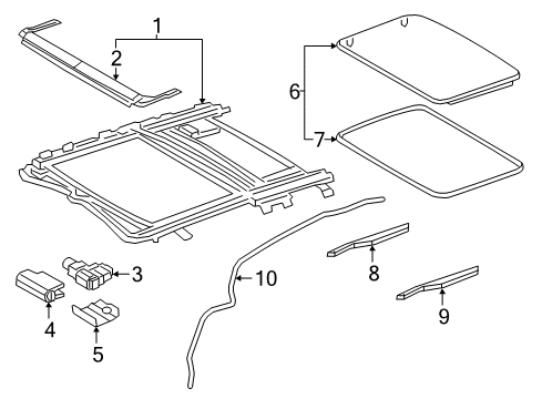 2018 Lexus LS500 Sunroof Panel Sub-Assembly, Roof Diagram for 63209-50070