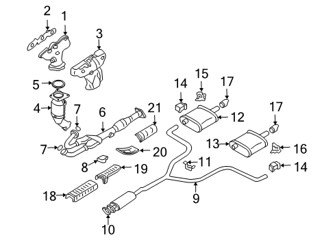 2003 Nissan Altima Exhaust Components, Exhaust Manifold Exhaust, Main Muffler Assembly Diagram for 20100-8J110