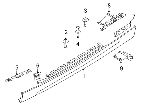 2008 BMW 128i Exterior Trim - Pillars, Rocker & Floor Lateral Underbody Shield, Left Diagram for 51757201225