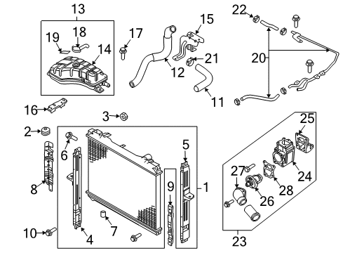 2006 Kia Sorento Radiator & Components Radiator Reservoir Diagram for 254313E201