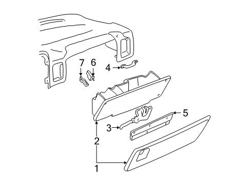 2002 Cadillac Escalade EXT Glove Box Latch, Instrument Panel Compartment Door Diagram for 15713091