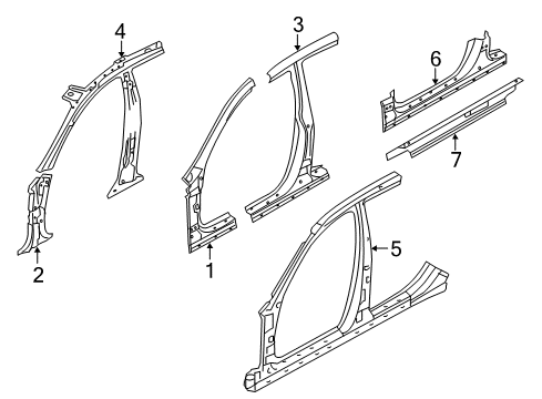 2015 Hyundai Equus Center Pillar & Rocker, Hinge Pillar Panel Assembly-Side Sill Inner, RH Diagram for 65181-3N000