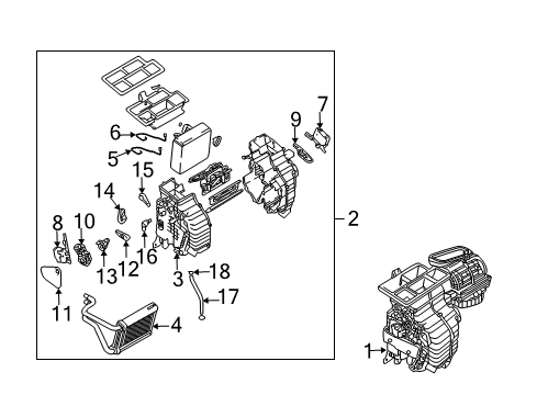 2005 Hyundai Tucson Air Conditioner Lever-Mode Main Diagram for 97156-2E200