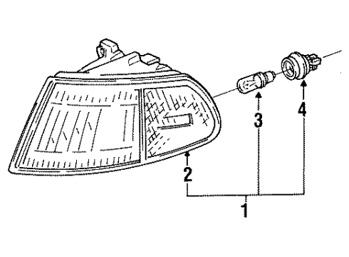 1995 Honda Civic Signal Lamps Light Assy., L. FR. Turn Diagram for 33350-SR4-A02