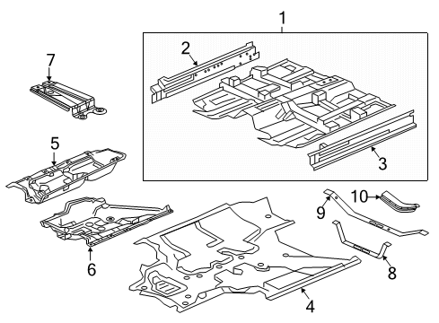 2022 Honda CR-V Floor & Rails Stay A, FR. Floor Cover (Lower) Diagram for 74622-TLB-A00