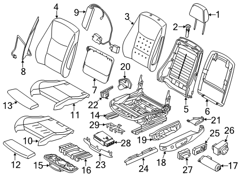 2015 BMW X1 Power Seats Sports Seat Upholstery Parts Diagram for 52107139700