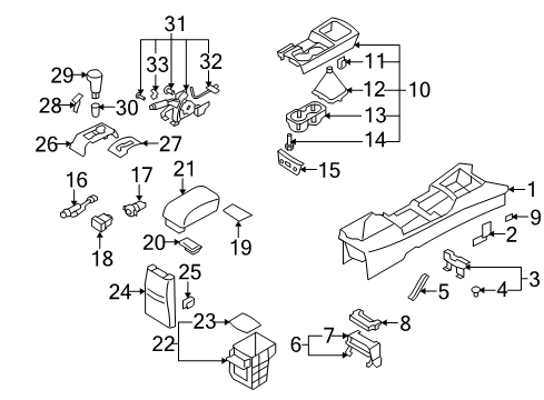 2008 Hyundai Elantra Switches Bracket Assembly-Floor Console Rear Diagram for 84690-2H000