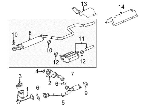 2008 Chevrolet Malibu Exhaust Components Muffler & Pipe Diagram for 25919666