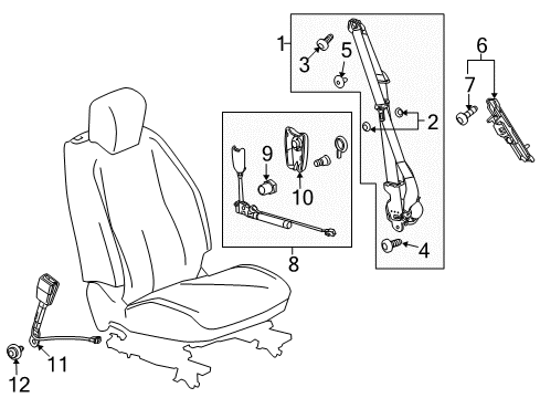 2013 Chevrolet Equinox Front Seat Belts Buckle Nut Diagram for 19244068