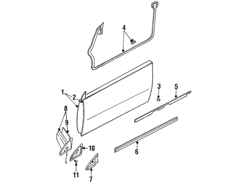 1987 Nissan Pulsar NX Door & Components, Outside Mirrors, Exterior Trim MOULDING Protector Front Door LH Diagram for 80871-80M00