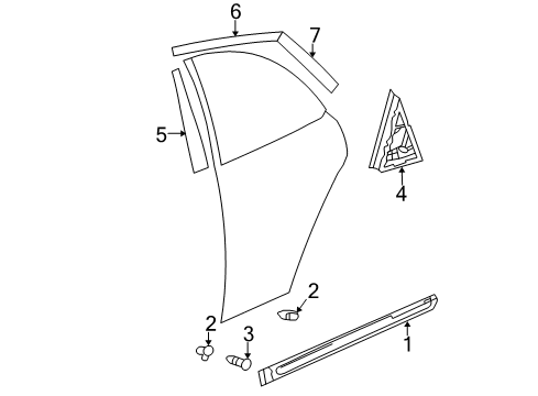 2005 Hyundai Elantra Exterior Trim - Rear Door Moulding Assembly-Rear Door Waist Line, LH Diagram for 87721-2D200-CA