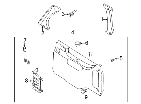 2000 Nissan Quest Interior Trim - Side Panel Cup Holder Diagram for 84956-7B002