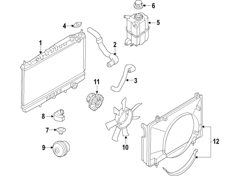 2019 Nissan Titan XD Cooling System, Radiator, Water Pump, Cooling Fan Thermostat Assembly Diagram for 21200-EZ40A