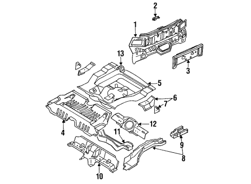 1989 Nissan Pulsar NX Rear Body, Rear Floor & Rails Floor Rear Diagram for 74514-02Y30