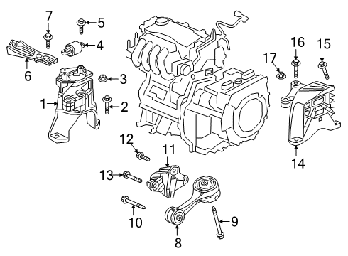 2019 Honda Clarity Engine & Trans Mounting Stay, Engine Side Mounting Diagram for 50625-TRW-A00