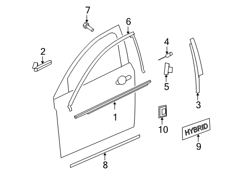 2009 Saturn Aura Exterior Trim - Front Door Molding Asm-Front Side Door Center *Ex Brt Chrom Diagram for 15804923