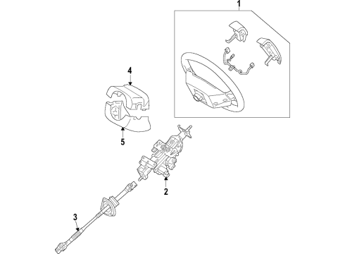 2019 Genesis G80 Steering Column & Wheel, Steering Gear & Linkage Steering Wheel Assembly Diagram for 56110-B1080-RRY