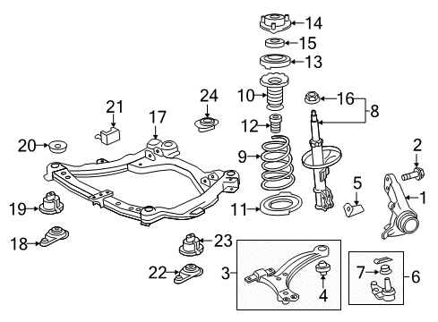 2016 Toyota Camry Front Suspension, Lower Control Arm, Stabilizer Bar, Suspension Components Seat, Front Spring, Upper Diagram for 48471-41012