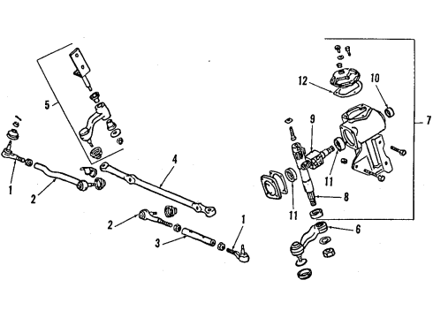 1991 Mitsubishi Mighty Max Steering Column & Wheel, Steering Gear & Linkage Arm Kit PITMAN Diagram for MB598380