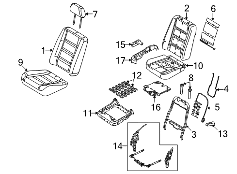 2009 Ford Taurus X Heated Seats Seat Cushion Pad Diagram for 8A4Z-74632A22-B