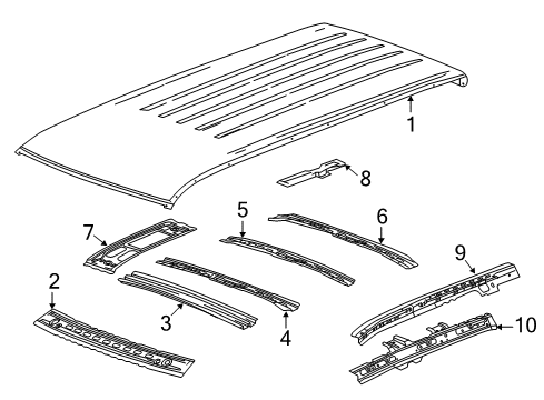 2017 GMC Yukon Roof & Components Roof Rail Diagram for 22829935