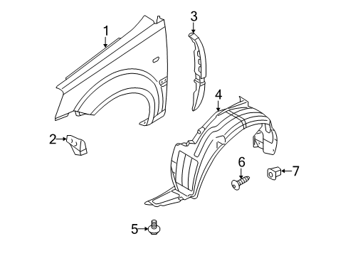 2007 Kia Rio Fender & Components Guard Assembly-Front Wheel Diagram for 868111G000