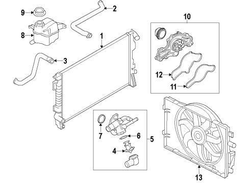 2014 Ford Taurus Cooling System, Radiator, Water Pump, Cooling Fan Fan Assembly Diagram for DG1Z-8C607-K