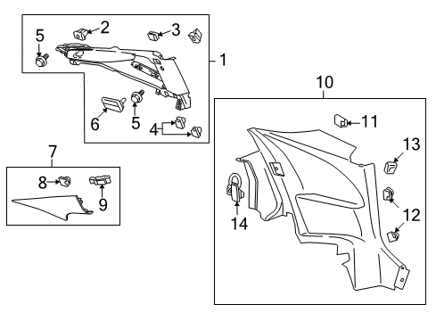 2012 Chevrolet Camaro Interior Trim - Quarter Panels Lower Quarter Trim Diagram for 23498715