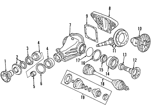 1996 BMW 750iL Rear Axle, Axle Shafts & Joints, Differential, Drive Axles, Propeller Shaft Dustcover Plate, Large Diagram for 33127518511