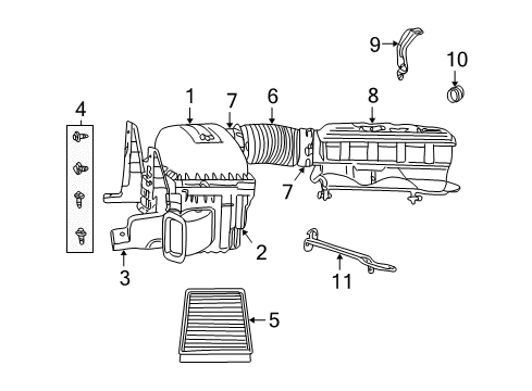 2005 Dodge Ram 1500 Air Intake RESONATOR-Air Cleaner Diagram for 53032048AC