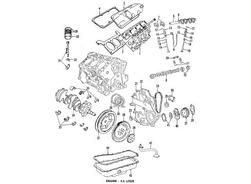 1992 Chrysler New Yorker Engine Parts, Mounts, Cylinder Head & Valves, Camshaft & Timing, Oil Pan, Oil Pump, Crankshaft & Bearings, Pistons, Rings & Bearings Tube-Engine Oil Diagram for 4448895