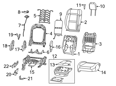 2019 Jeep Wrangler Front Seat Components Foam-Front Seat Back Diagram for 68281995AE