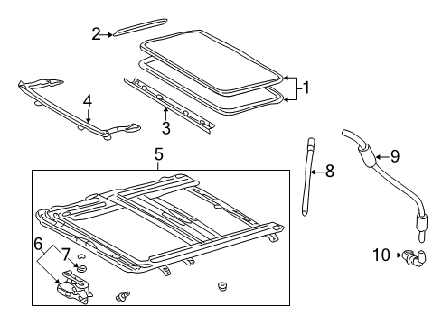 2003 Lexus LS430 Sunroof Garnish, Sliding Roof, Front Diagram for 63635-50030