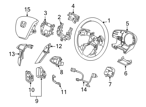 2011 Honda Accord Steering Column & Wheel, Steering Gear & Linkage Plate, L. Switch Set Diagram for 78517-TA0-A81