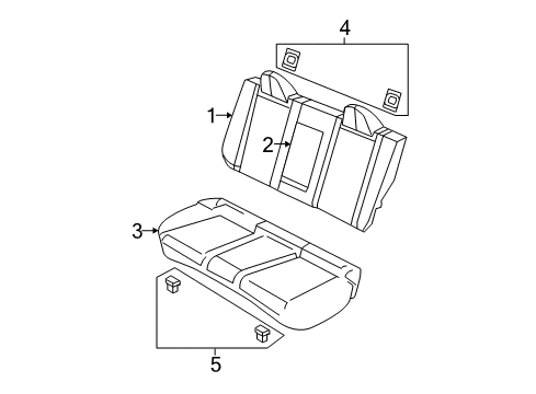 2010 Chrysler Sebring Rear Seat Components Rear Seat Cushion Diagram for 1PM36XT1AA