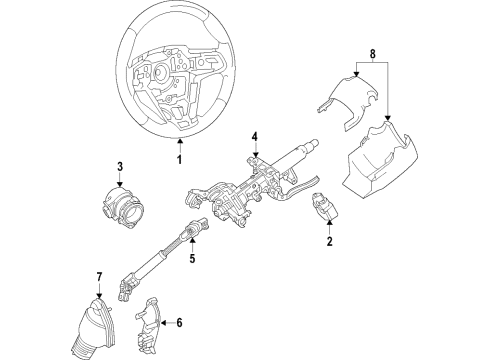 2020 Toyota Corolla Steering Column, Steering Wheel Cover Diagram for 45259-47050