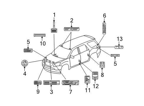 2008 Saturn Outlook Information Labels Label-Fan Blade & Engine Cooling & A/C Refrigerant Diagram for 20932866