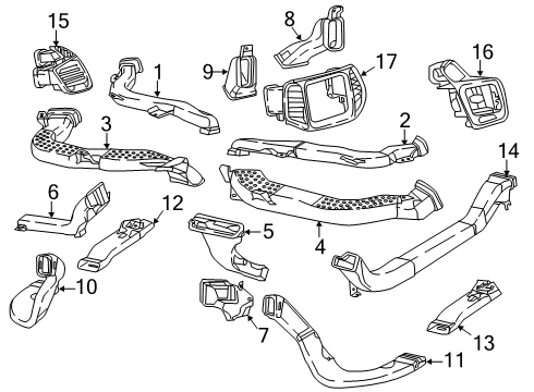 2019 Jeep Compass Ducts Air Distribution Duct Diagram for 68280455AA