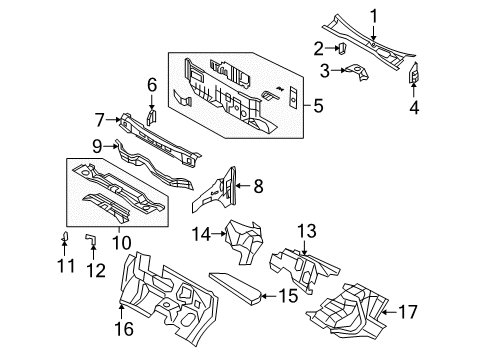 2010 Chrysler Town & Country Cowl Brace-COWL PLENUM To COWL Side Diagram for 5109354AB