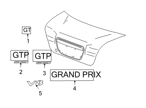 2005 Pontiac Grand Prix Exterior Trim - Trunk Lid Nameplate Diagram for 10378107