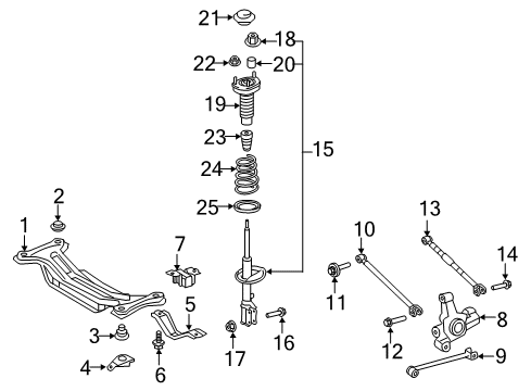 2013 Toyota Camry Rear Suspension Components, Stabilizer Bar Suspension Crossmember Insulator Diagram for 52272-06100