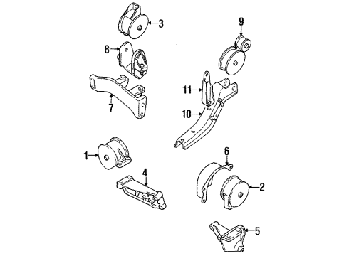 1996 Geo Metro Engine & Trans Mounting Bracket, Engine Mounting Diagram for 96066383