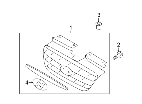 2008 Hyundai Elantra Grille & Components Radiator Grille Assembly Diagram for 86350-2H000