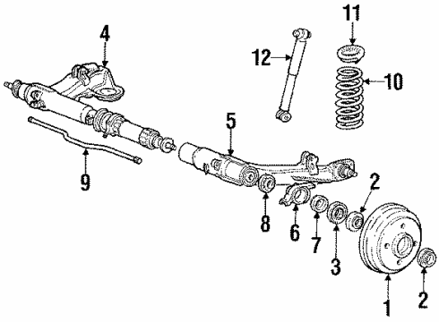 1986 Mitsubishi Mirage Rear Brakes ABSORBER-Rear Energy Diagram for MB515097