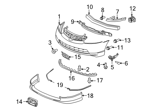 2008 Honda Civic Front Bumper Molding, Underbody (3200MM) (Gray) Diagram for 08F03-SHJ-1200D