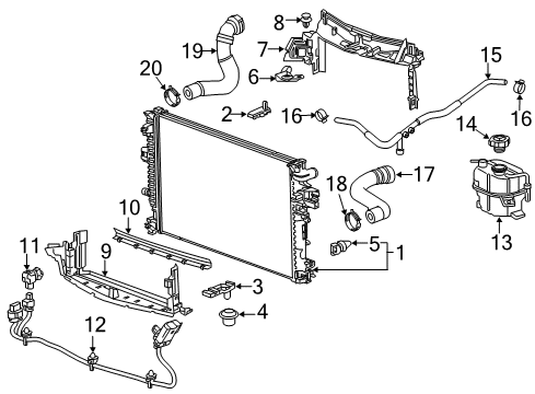 2017 Chevrolet Malibu Automatic Temperature Controls Radiator Inlet Hose Diagram for 84021221