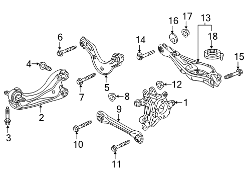 2019 Honda CR-V Rear Suspension Components, Lower Control Arm, Upper Control Arm, Stabilizer Bar Arm B, L. RR. (Lower) Diagram for 52355-TLA-A52