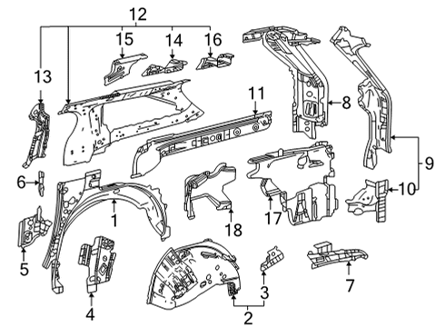 2021 Toyota Sienna Inner Structure - Side Panel Rear Pillar Diagram for 61034-08904