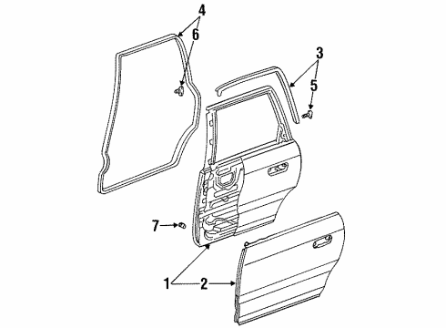 1997 Honda Odyssey Rear Door Sub-Seal, R. RR. Door Diagram for 72825-SX0-003